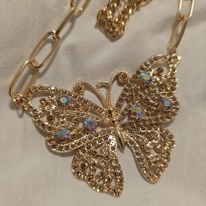 Paparazzi Gold Butterfly Necklace with Aurora Crystal Accents